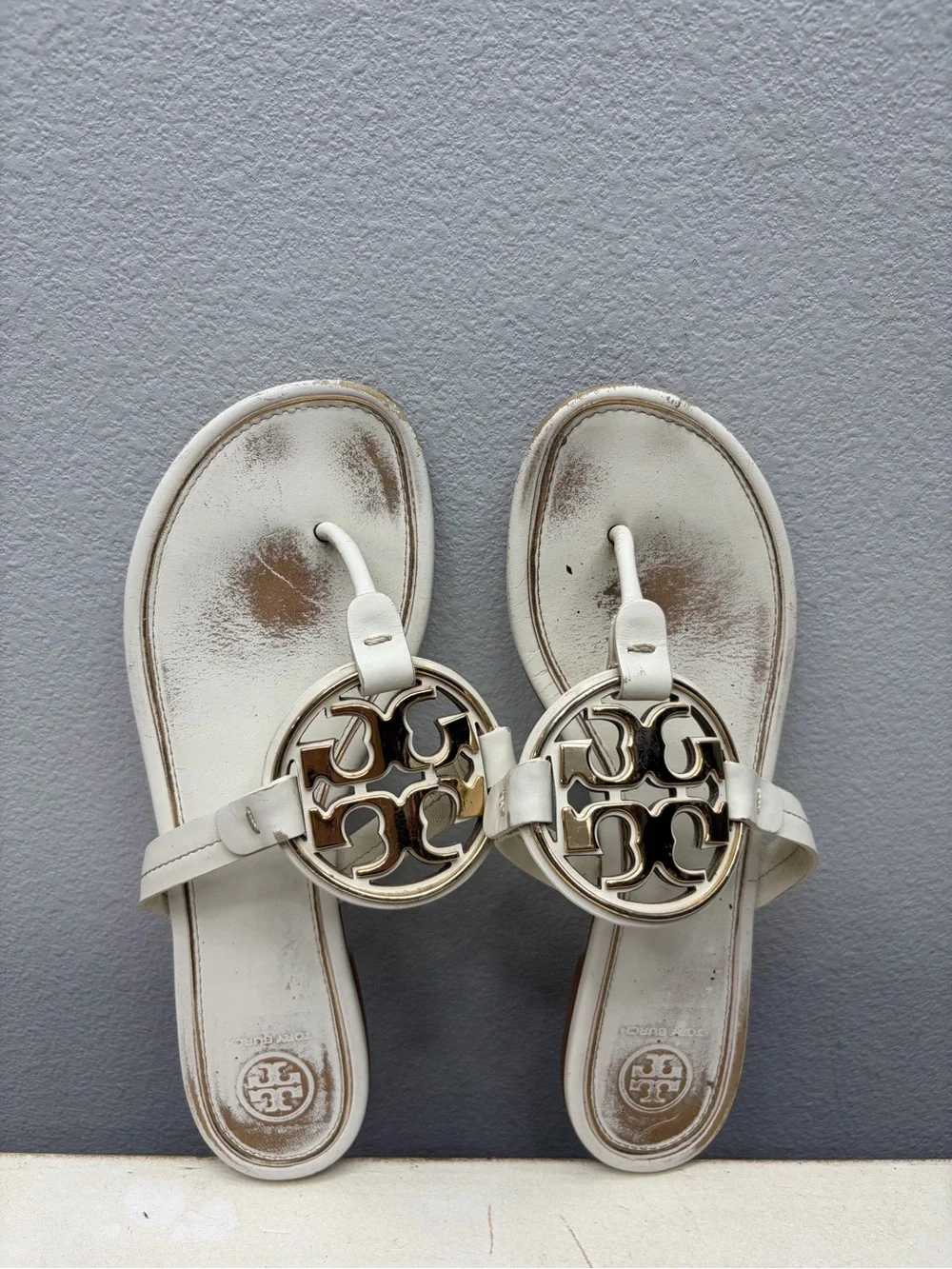 Tory Burch White Leather Miller Sandals Size 9